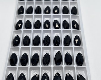 Sew-on rhinestone shuttle-shaped glass beads - BLACK - 5x10mm to 15x32mm - Swarovski quality