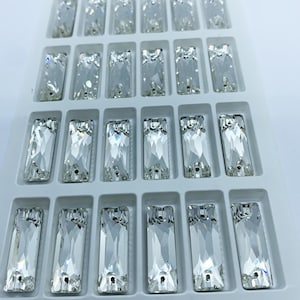 Strass da cucire in vetro BAGUETTE - Cristallo - da 4x8mm a 8,5x26mm - Qualità Swarovski