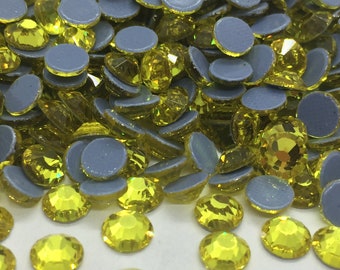 Strass JAUNE thermocollant hotfix - Strass en verre 2mm à 6mm - Grossiste strass - Petite et grande quantité