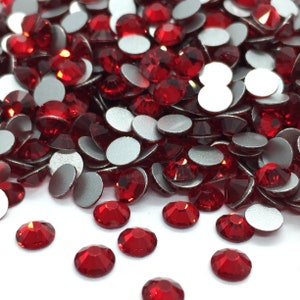 Strass rotondi in vetro ROSSO da attaccare - Strass per decorazioni per la casa - Strass per scrapbooking - da 2 mm a 6 mm