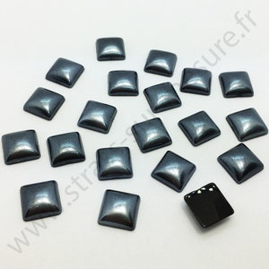 Perłowy półperłowy kryształ górski do przyklejenia kwadratu - CZARNY - 8mm, 10mm