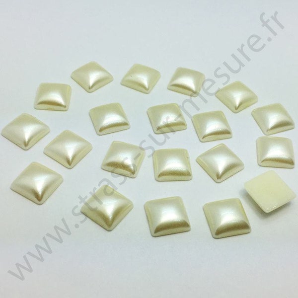 Strass half pearl pearl with square glue - IVORY - 10mm