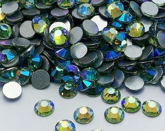 Peridoto Verde AB, cristales para pegar redondos - Cristales para decoración del hogar - Cristales para scrapbooking - Cristales para decoración