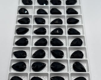 Sew-on rhinestone teardrop in glass - Black - from 7x12mm to 17x28mm - Swarovski quality