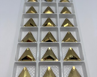 SWISS TRIANGLE sew-on rhinestone in glass - GOLD - 12mm, 16mm, 22mm - Swarovski quality