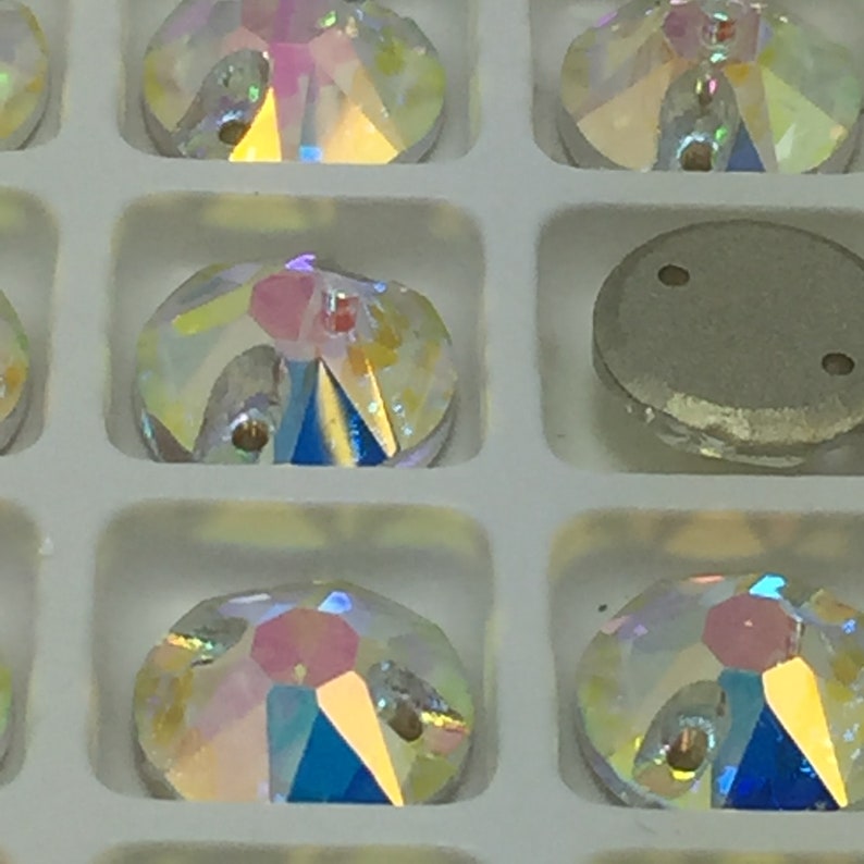 Strass à coudre XIRIUS en verre rond AB Cristal 8mm à 12mm Qualité Swarovski image 2