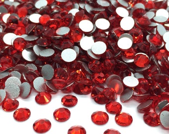 Strass ROUGE CLAIR en verre à coller rond - Strass home déco - strass scrapbooking - 2mm à 6mm