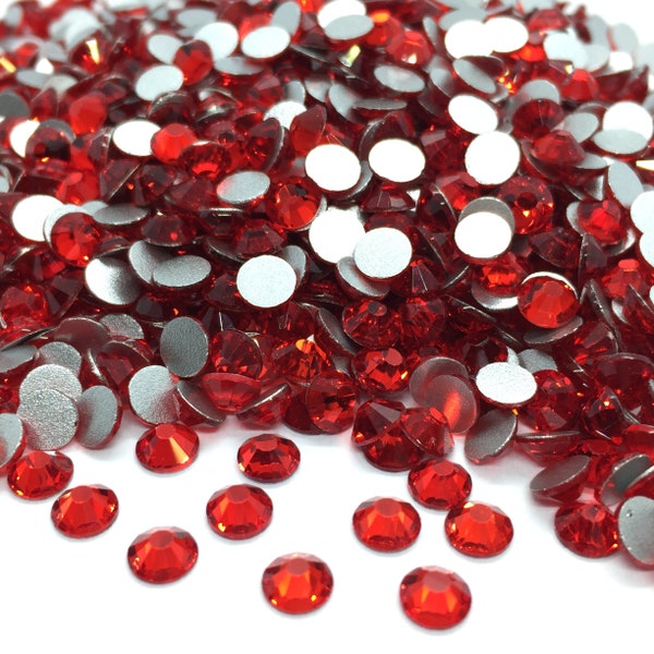 Strass ROUGE CLAIR en verre à coller rond - Strass home déco - strass scrapbooking - 2mm à 6mm