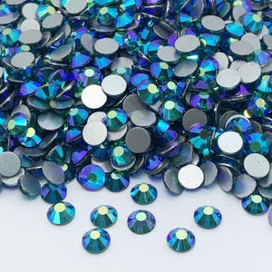 Diamantes de imitación de cristal redondos DUCK BLUE AB para pegar - Diamantes de imitación para decoración del hogar - Diamantes de imitación para scrapbooking - Diamantes de imitación para decoración