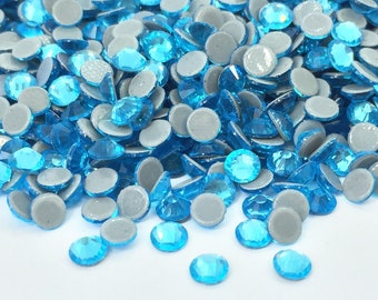 Strass BLEU LAGON thermocollant high quality -  Strass hotfix - Grossiste strass - Petite et grande quantité