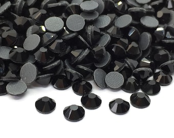 BLACK iron-on hotfix rhinestones - DMC rhinestones - Glass rhinestones 2mm to 6mm - Rhinestone wholesaler - Small and large quantities