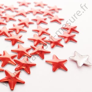 RED iron-on star, metal rhinestones, textile customization, 5mm, 8mm, 10mm