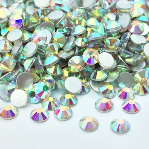 Strass in vetro AB NACRE da attaccare su tondi - da 2 mm a 10 mm - strass decorativi - Strass per arredamento - Pittura con diamanti e strass