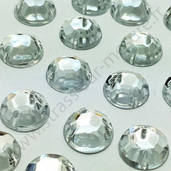 Pierre strass à coudre rond - DIAMANT - 4mm, 5mm, 7mm, 8mm, 9mm, 14mm