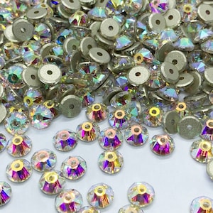 XIRIUS LOCHROSE round glass sew-on rhinestones - AB Crystal - 6mm - Swarovski quality