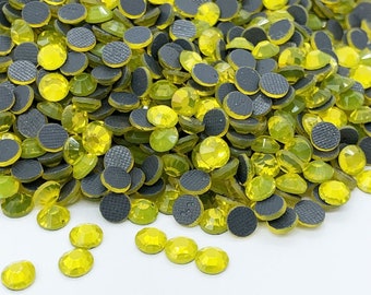 YELLOW iron-on glass rhinestones DMC - Rhinestones 2mm to 6mm - Rhinestone wholesaler - Small and large quantities