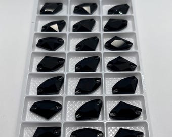 GALACTIC sew-on rhinestones in glass - BLACK - from 5x10mm to 17x27mm - Swarovski quality