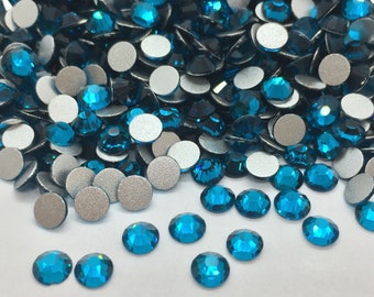 Strass BLEU TURQUOISE en verre à coller rond - Strass home déco - strass scrapbooking - strass décoration