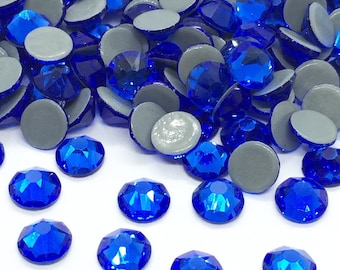 BLUE SAPPHIRE 2088 iron-on rhinestones 16 facets Swarovski quality, hotfix rhinestones 2088 - glass rhinestones, 3mm to 6mm