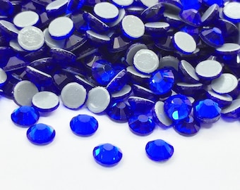 Strass BLEU SAPHIRE thermocollant hotfix, Strass en verre 2mm à 6mm - Grossiste strass - Petite et grande quantité