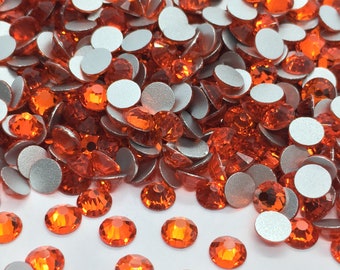 Strass ORANGE en verre à coller rond - Strass home déco - strass scrapbooking - strass décoration