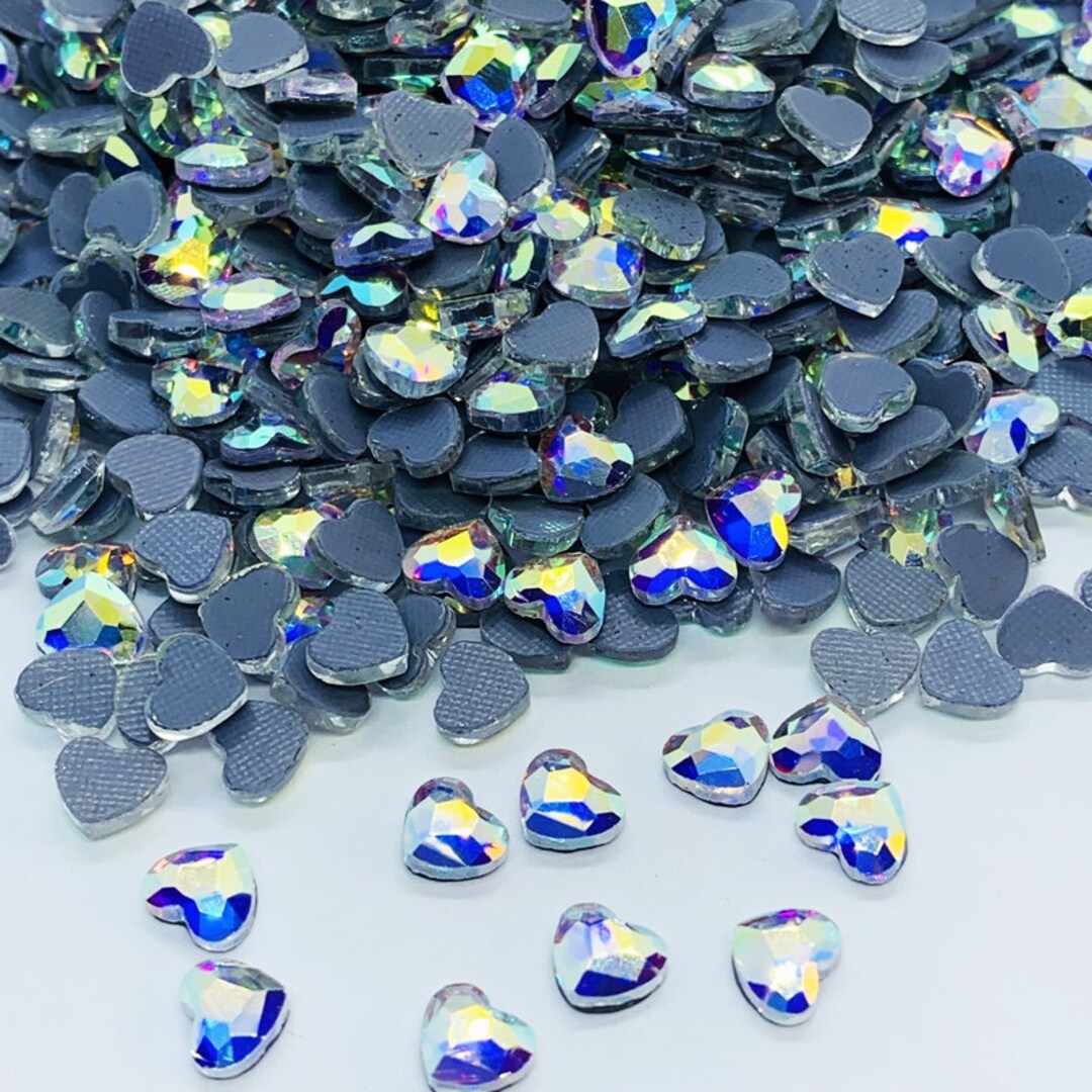 Iron-on Glass HEART Rhinestones - MOTHER-OF-PEARL - Hotfix Rhinestones ...