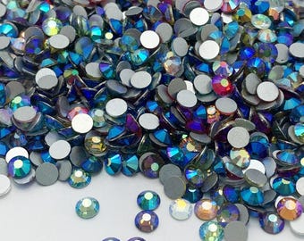 Diamantes de imitación de vidrio AB multicolor, redondos, adhesivos - Diamantes de imitación para decoración del hogar - Diamantes de imitación para scrapbooking - Diamantes de imitación decorativos