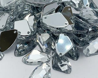 Diamantes de imitación acrílicos GALACTIC para coser con agujero recto - CRISTAL - 7 mm a 11 mm