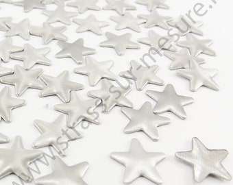 Etoile thermocollant ARGENT MAT, strass métal, customisation textile, 5mm, 8mm, 10mm