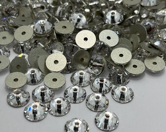 XIRIUS LOCHROSE round glass sew-on rhinestones - Crystal - 4mm, 6mm, 8mm - Swarovski quality