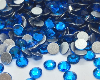 Strass BLEU en verre à coller rond - Strass home déco - strass scrapbooking - strass décoration