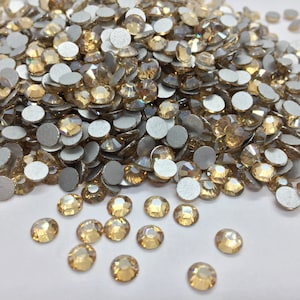 Strass in vetro CHAMPAGNE NACRE rotondi da attaccare - Strass per decorazioni per la casa - Strass per scrapbooking - Strass decorativi