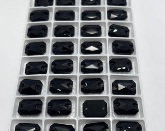Sew-on rectangular glass rhinestones - black - 10x14mm to 20x28mm - Swarovski quality