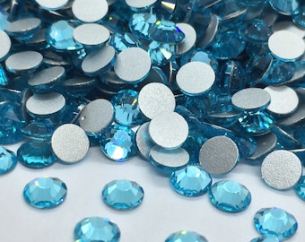 Strass BLEU LAGON en verre à coller rond - Strass home déco - strass scrapbooking - strass décoration