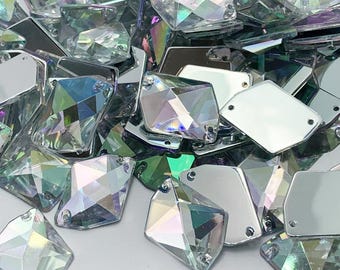 Piedra acrílica COSMIC para coser, agujero recto - AB NACRE - 18mm a 21mm