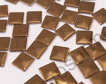 Iron-on rhinestone square - BROWN - Hotfix metal square - Rhinestone wholesaler - Small and large quantities