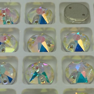 Strass à coudre XIRIUS en verre rond AB Cristal 8mm à 12mm Qualité Swarovski image 3