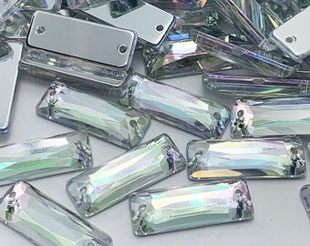 BAGUETTE de pedrería acrílica para coser agujero recto - AB NÁCAR - 10mm a 30mm