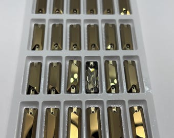 Sew-on rhinestone BAGUETTE glass - Gold - 4x8mm to 8.5x26mm - Swarovski Quality