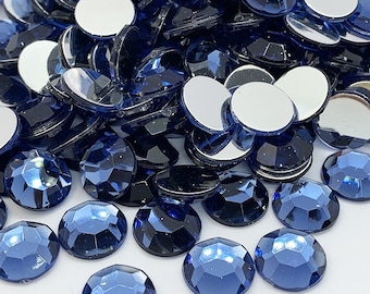 Strass acrylique à coller rond - BLEU NUIT - 2mm à 14mm - strass diamant acrylique