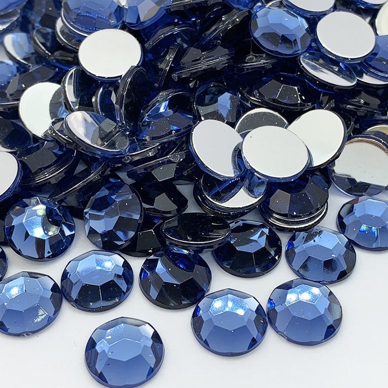 Acrylic rhinestone to glue round NIGHT BLUE 2mm to 14mm acrylic diamond rhinestones image 1