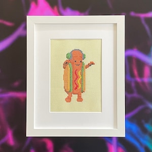 Dancing Hot Dog Cross Stitch Pattern