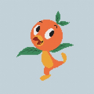 Orange Bird Mascot Cross Stitch Pattern
