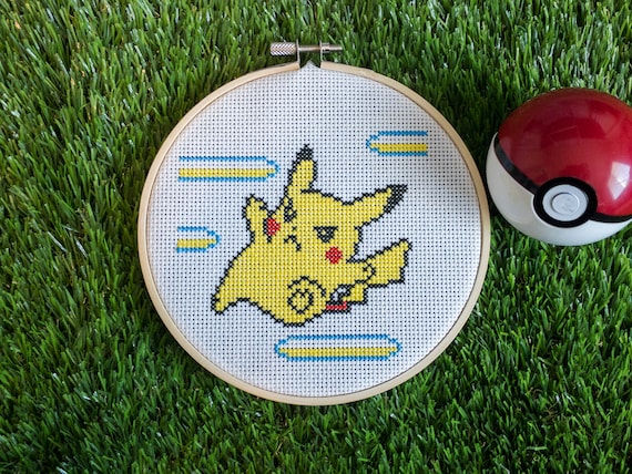 ピカチュウキックポケモンイエローバージョンクロスステッチパターン