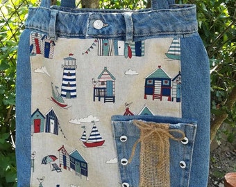 sac en jean recyclé motifs plage