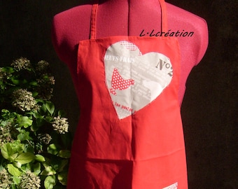 tablier de cuisine en tissu coton rouge