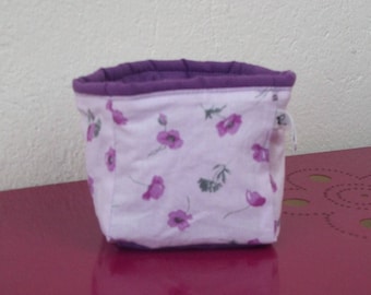 vide poche carré en tissu fleuris violet