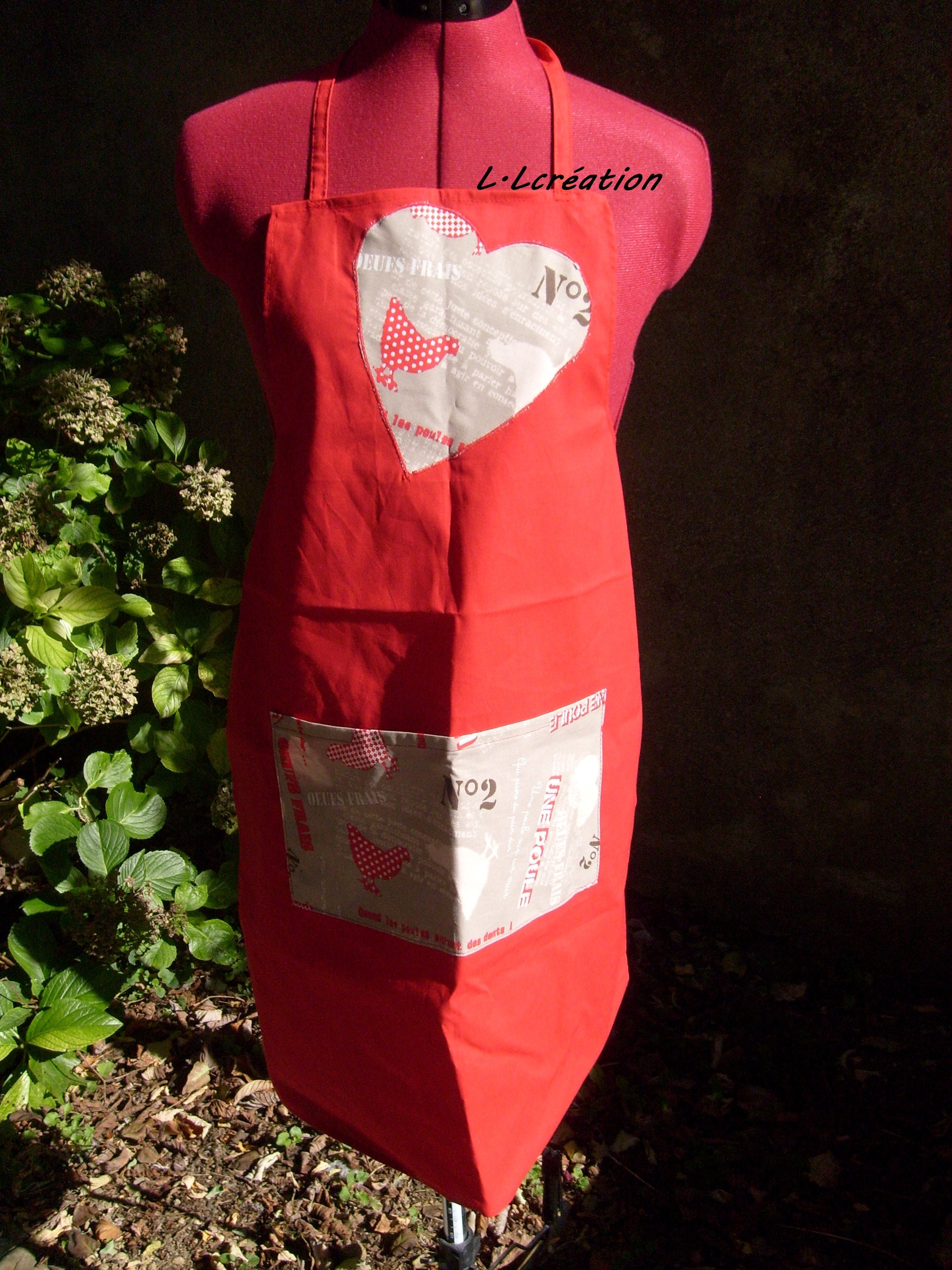 Tablier de Cuisine en Tissu Coton Rouge