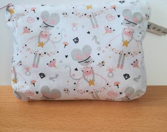 Pochette en tissu motif petite souris