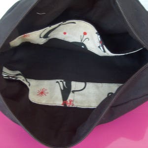 trousse de toilette en tissu coton beige et noir avec chat image 3